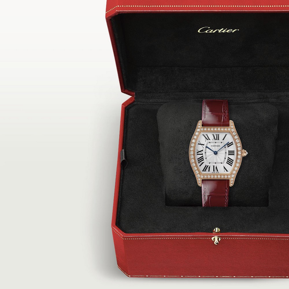 Đồng Hồ Cartier Tortue Medium Watch Nữ Đỏ Trắng